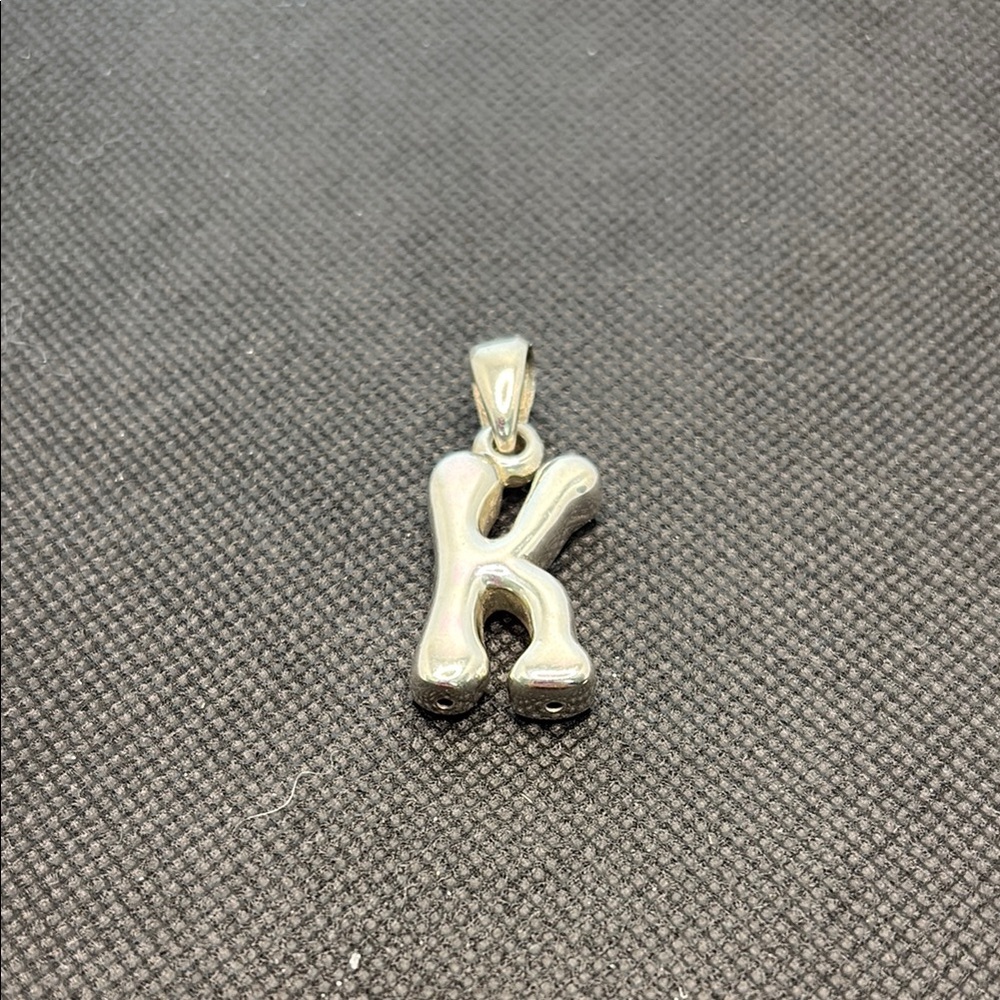Silver Puffy Letter K Pendant
